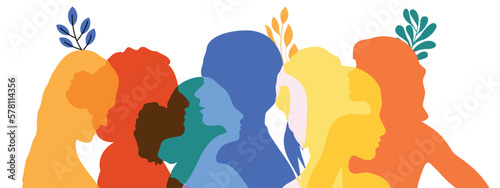 Woman face silhouette cover of background design. Awareness against racial equity anti-racism.