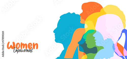 Women Empowerment Background Design With Different Woman Face Silhouette Illustration For Women Day, Women's Equality Day, Mother Day