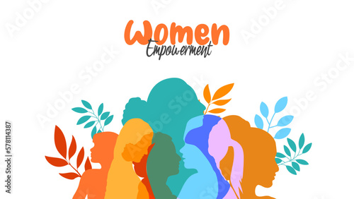 Women Empowerment Background Design With Different Woman Face Silhouette Illustration For Women Day, Women's Equality Day, Mother Day