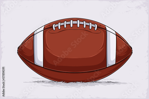 Hand drawn American football Ball isolated on white background. Rugby ball, sports accessory with lacing