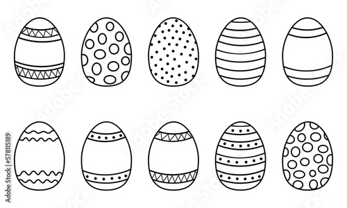 Set of Easter eggs outline