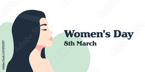 International Women's Day banner design. 8th march. women's face. Vector illustration.