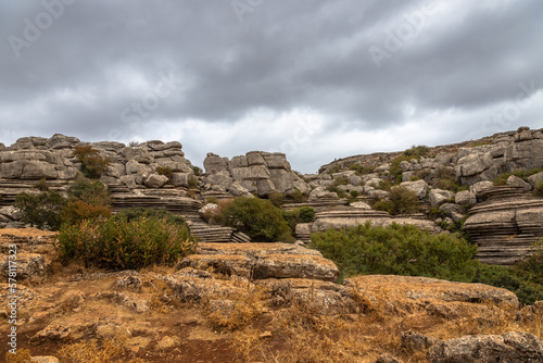 Beautifull exposure of the  El Torcal de Antequera   wich is known for its unusual landforms  and is regarded as one of the most impressive karst landscapes in Europe located in Sierra del Torcal  Ant