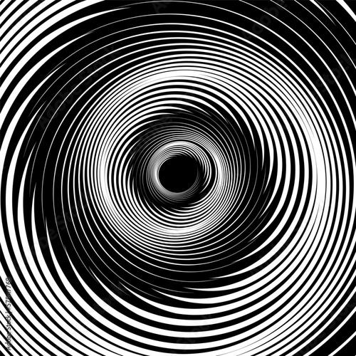 Vortex Swirl Movement. Abstract Textured Black and White Background.