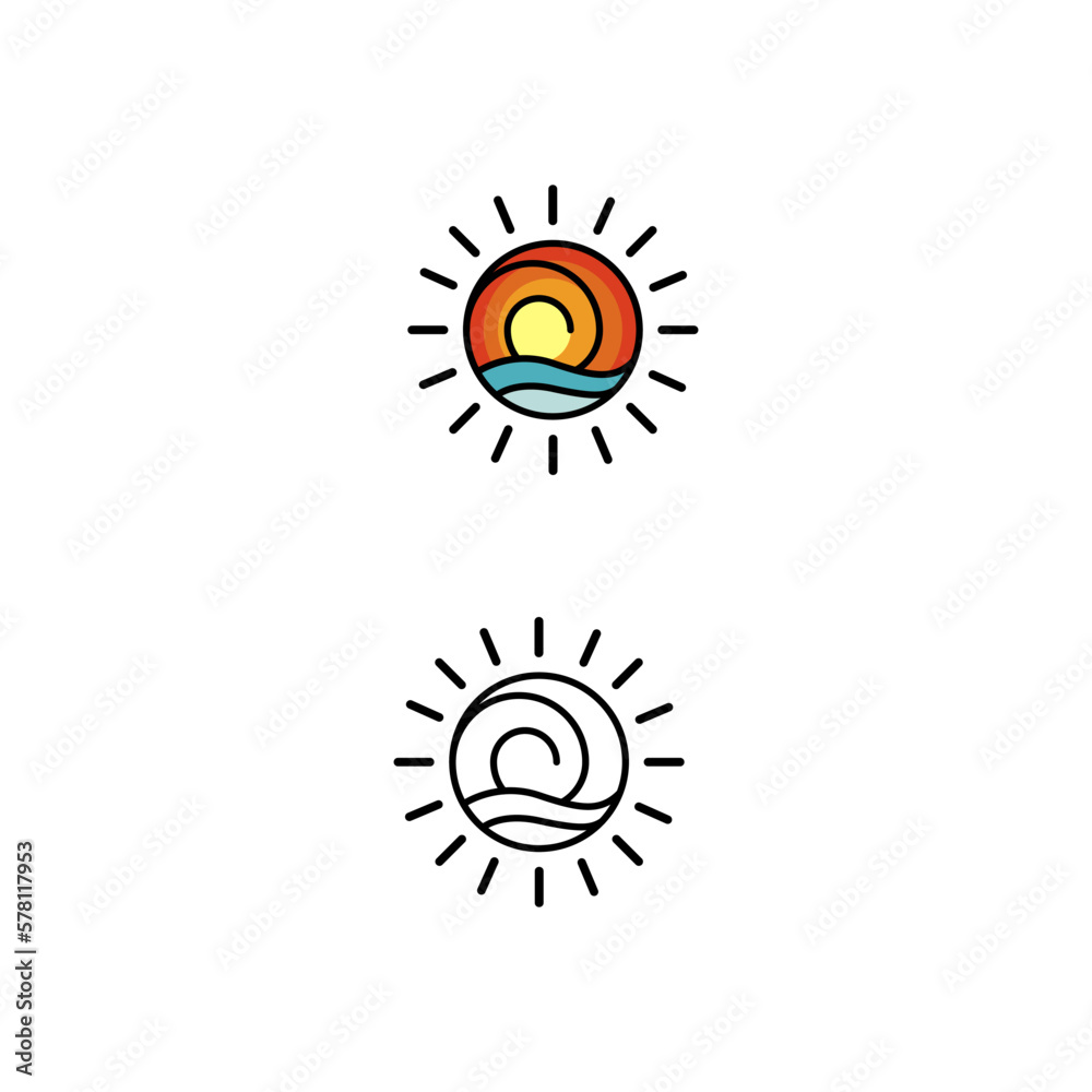 Fototapeta premium sun, sea illustration design vector file