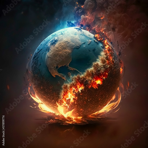 Igniting Change: An Illustration of a Burning Earth to Inspire Action.