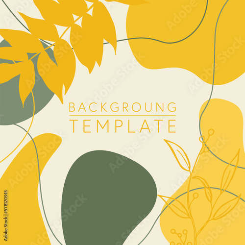 Trendy abstract square templates with leaves, flowers and geometric shapes. Good for social media posts, mobile apps, banner designs and online promotions and adverts. Abstract vector background.