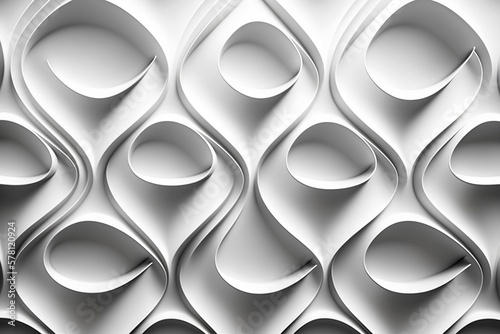 Seamless Waves: A 3D White Illustration for Decorative Wall Panels. Generative AI