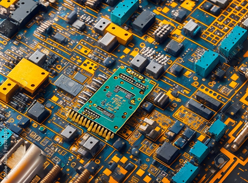 Circuit, Computer Chip, Circuit Board Futuristic Concept, Generative AI