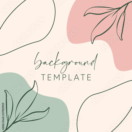 Trendy abstract square templates with leaves, flowers and geometric shapes. Good for social media posts, mobile apps, banner designs and online promotions and adverts. Abstract vector background.