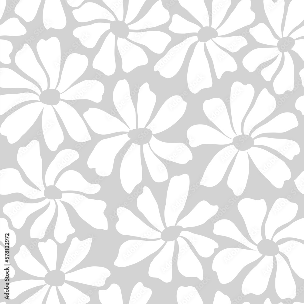 Groovy daisy flower seamless pattern. Cute hand drawn floral background. Groovy daisy flower seamless pattern. Cute hand drawn floral background.