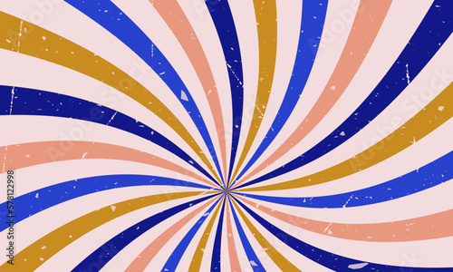 Grunge background of brown, pink and blue color. divergent rays. the simulation of old printed materials.