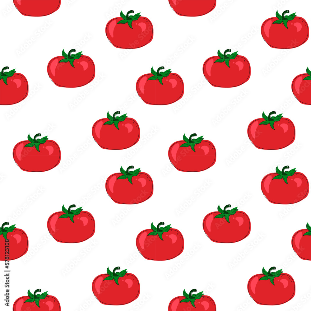 Tomatoes seamless pattern background. Flat color style design Tomatoes seamless pattern background. Flat color style design