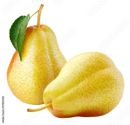 Tableau sur toile Yellow red pears isolated on transparent background