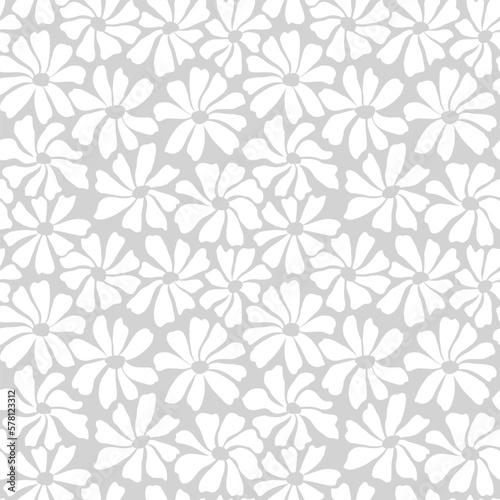 Groovy daisy flower seamless pattern. Cute hand drawn floral background.