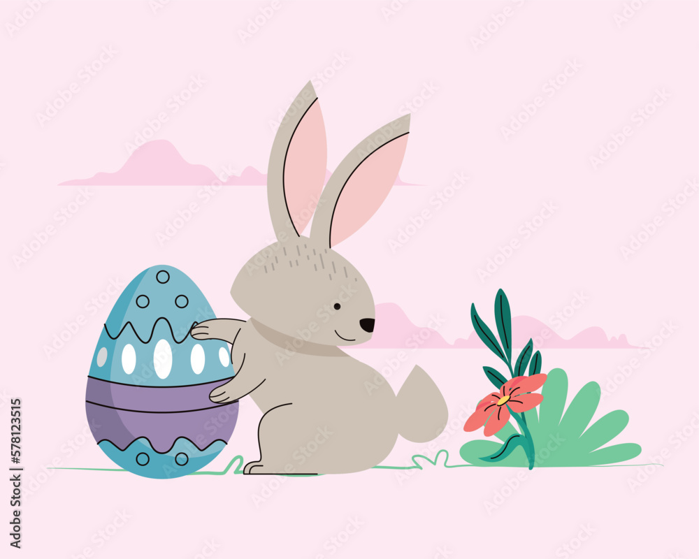 rabbit and spring egg painted rabbit and spring egg painted