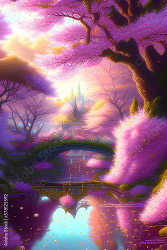 intricate fantasy  beautiful realistic falling cherry blossoms leaves detailed flowers and 3d realistic detailed design  cinematic lighting futuristic hyperealism polished - generative ai