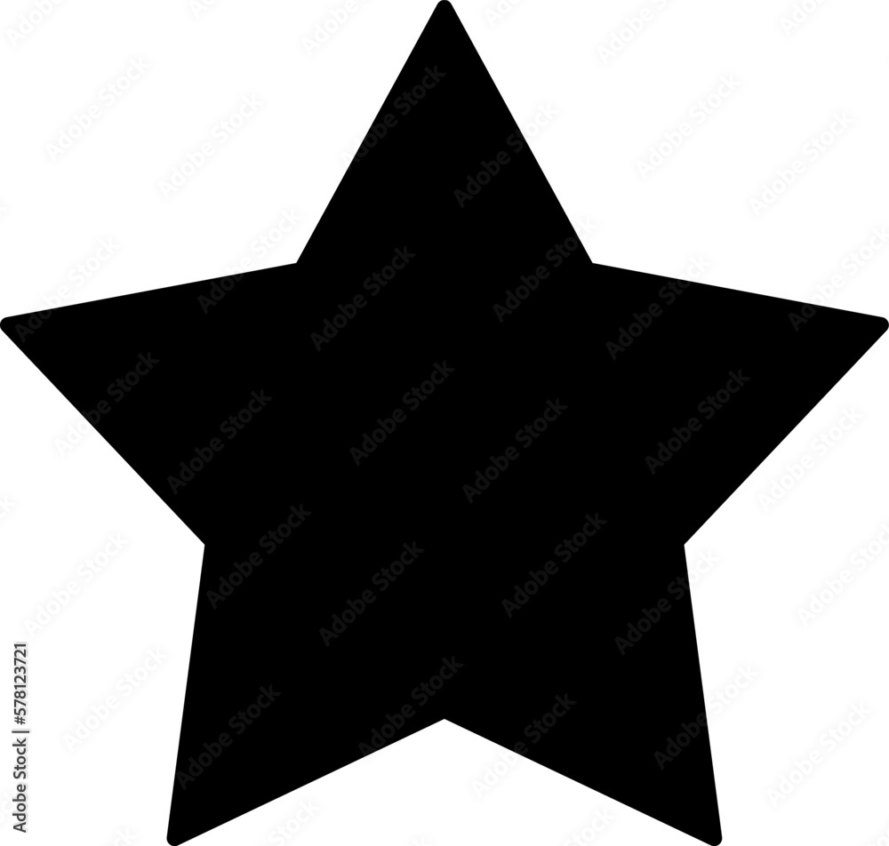 Single Isolated Flat Black Star Icon. Vector Image.