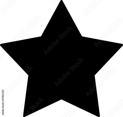 Single Isolated Flat Black Star Icon. Vector Image.