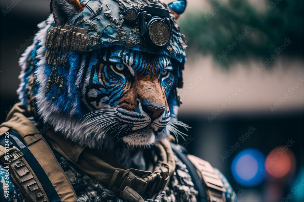 Tiger headed soldier by AI Génération 