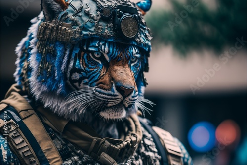Tiger headed soldier by AI Génération 