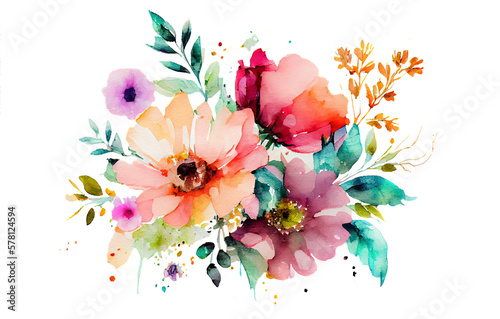 Watercolor illustration of flowers Fototapeta
