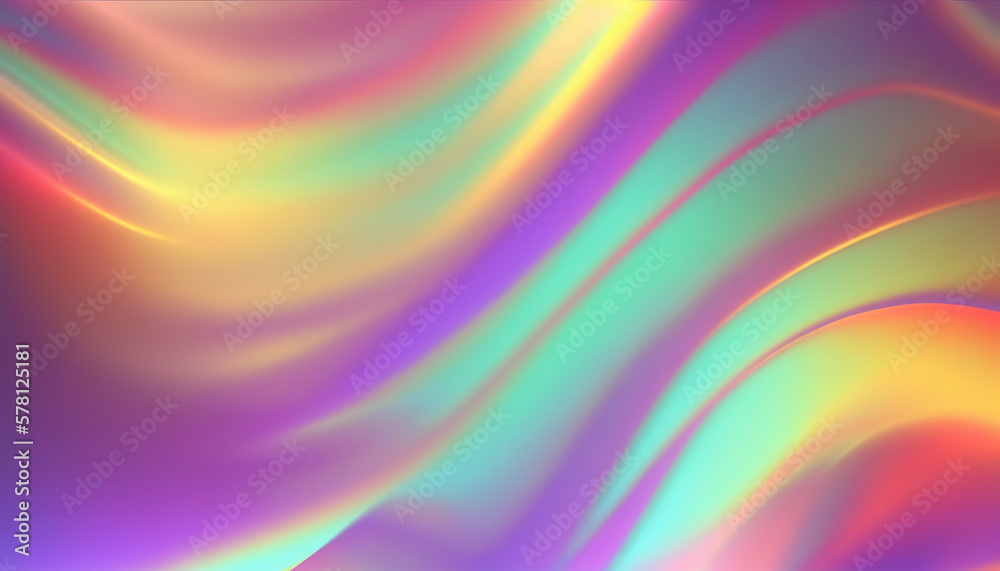 Dreamy y2k gradient holographic background. Warped waves. Generative AI
