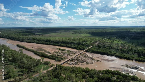 Aerial footage of Burdekin River Herveys range road Townsville Queensland photo