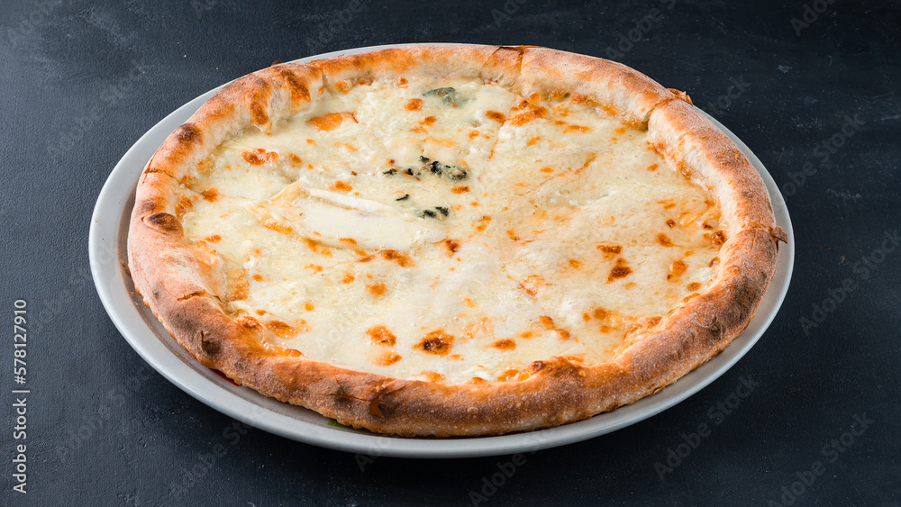 Italian Cheesy pizza with mozzarella, cream cheese and blue cheese. Italian Cheesy pizza with mozzarella, cream cheese and blue cheese.