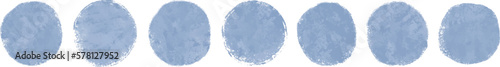 Blue circle brush stroke and sptamp vector set. Grunge round shapes design art elements vector