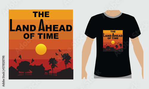 the land ahead of time retro vintage illustration vector t shirt design