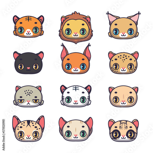 Collection of twelve cute feline species