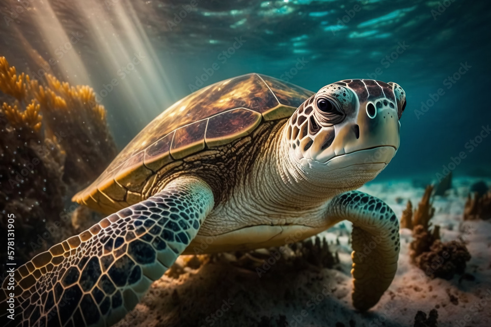 Fototapeta premium Illustration of a sea turtle