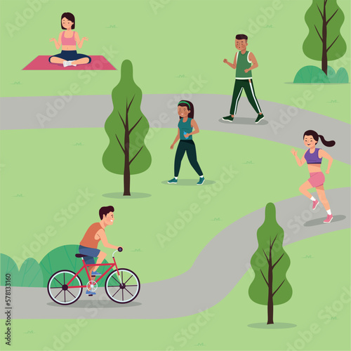 group of athletes in the park