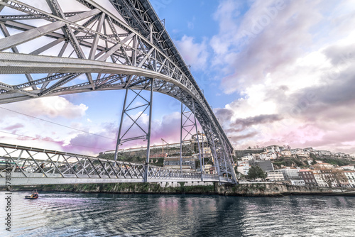 Cityscape. Openwork bridge over the Douro River in the city of Porto, Portugal, Nov.2019