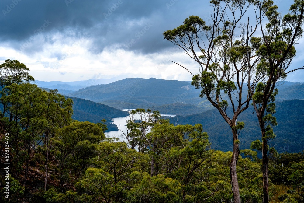 view of lake rosebery in tasmania,