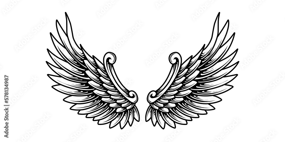 Vector angel wings tattoo design