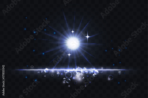 Cold blue galaxy glowing light effect illustration. Magic shiny silver dust line for banner design, luminous glares trail with sparkle glitter flare and shimmer glitz on dark black background