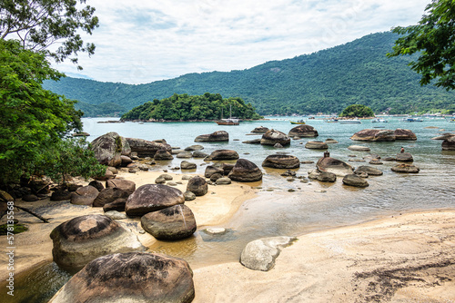 Abraao beach on big island Ilha Grande in Angra dos Reis, Rio de Janeiro, Brazil photo