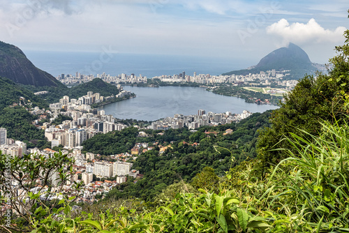 Rio de Janeiro and Rodrigo de Freitas Lagoon with mountains seen from Dona Marta viewpoin, Brazil photo