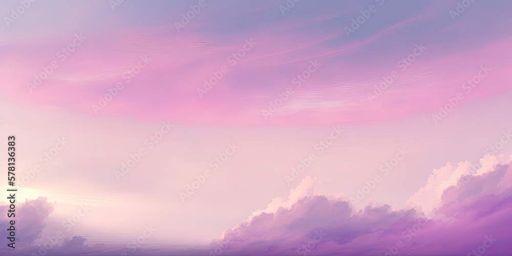Pink soft dawn clouds. Abstract baby pink and purple sky background. Pastel colors.