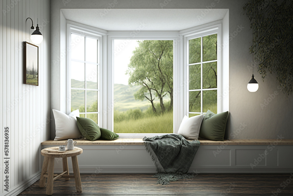 Fototapeta premium Luxurious Journey to Comfort: AI-Generated 3D Render of a Modern Home Interior
