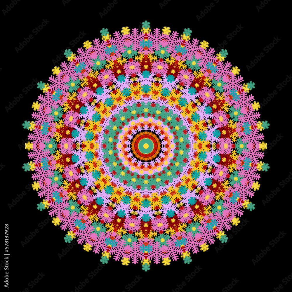 Luxury ornamental mandala for Henna, Mehndi, tattoo, decoration, Decorative ornament in ethnic oriental style, Template for textiles, curtains, clothes, shirts, scarves, pillows, and wallpaper.
