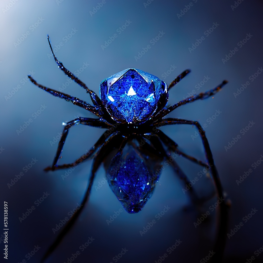 Obraz premium Blue crystal gemstone spider