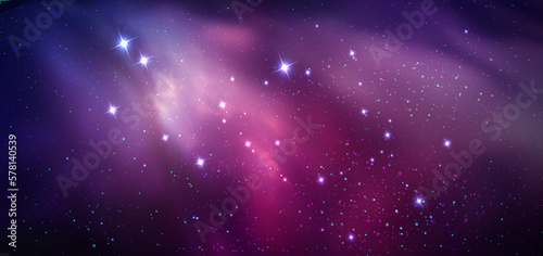 Space background with realistic nebula and shining stars. Magic colorful galaxy with stardust
