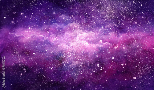 Vector cosmic illustration. Beautiful colorful space background. Watercolor Cosmos