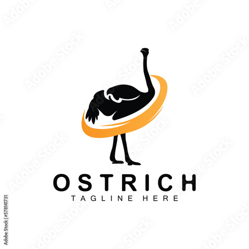 Ostrich Logo Design, Desert Animal Illustration, Living In The Forest, Vector Camel Brand Product