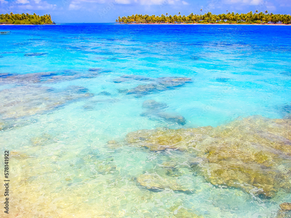 Bora Bora Tropical paradise, Idyllic turquoise beach in French Polynesia, Tahiti