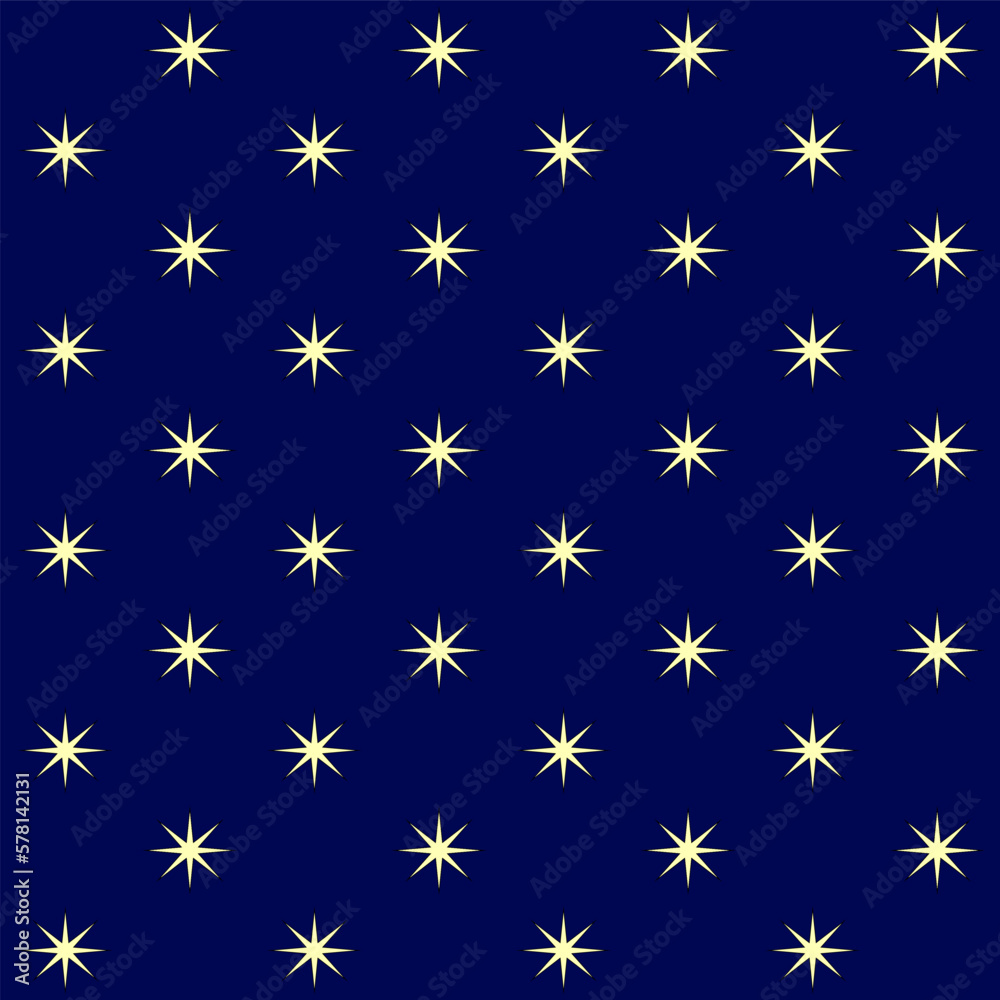 Seamless pattern with night sky in medieval style. Gold stars on a dark blue background Seamless pattern with night sky in medieval style. Gold stars on a dark blue background