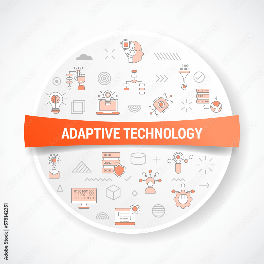 adaptive technology concept with icon concept with round or circle shape for badge adaptive technology concept with icon concept with round or circle shape for badge